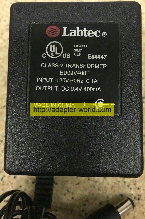 *100% Brand NEW* Labtec 9.4V 400mA BU09V400T AC Adapter Free shipping!